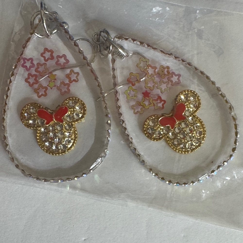 Gold and Red Minnie Mouse Earrings
